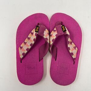 Teva Mush II Little Girl Rhia Pink Orange Flip Flop Thong Sandals Size C 11